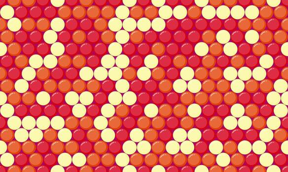Vibrant abstract background featuring a dynamic pattern of red and cream circles. Perfect for website banners, textiles, or any project needing a playful yet sophisticated visual texture. vector