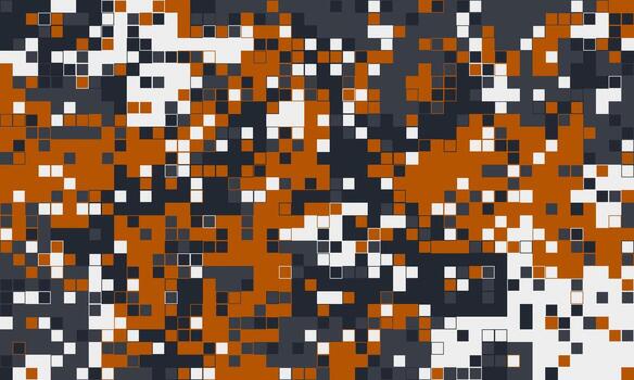 Abstract digital camouflage pattern in orange, grey, and white. Perfect for tech, gaming, or militaryinspired designs. Modern, pixelated texture creates a sense of energy and movement. vector