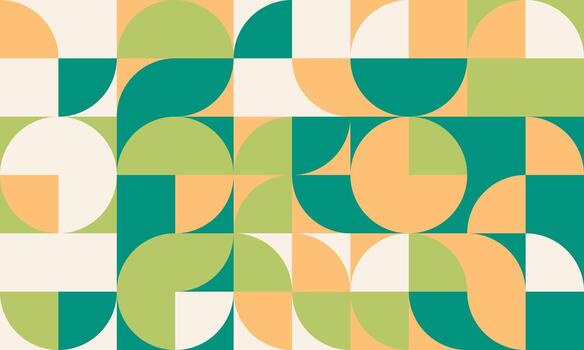 un verde y naranja geométrico modelo con un circulo en el medio vector