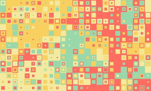 Abstract geometric background featuring a vibrant mosaic of pastel squares and dots. Perfect for website banners, social media posts, or as a trendy, playful texture. vector