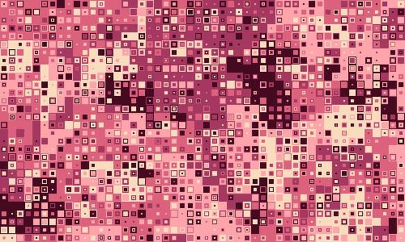 Abstract pink square pixel mosaic. Modern digital art, perfect for tech, fashion, or website backgrounds. Represents data flow, technology, or a vibrant, energetic mood. vector