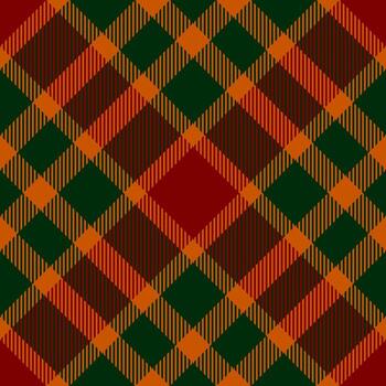 Classic tartan pattern. Red, orange, and green plaid evokes warmth and tradition. Ideal for backgrounds, textiles, and design projects requiring a rustic touch. vector