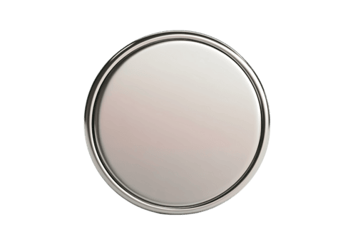 Plain round mirror surface with glossy silver frame Isolated on a transparent background png
