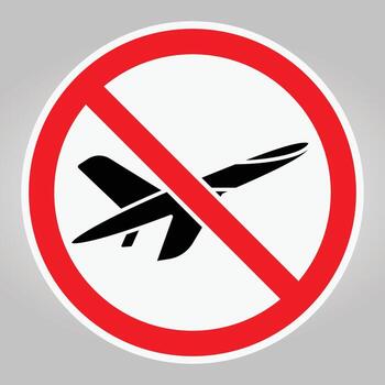 Drone Prohibition Sign with Red Circle and Diagonal Line Symbol vector