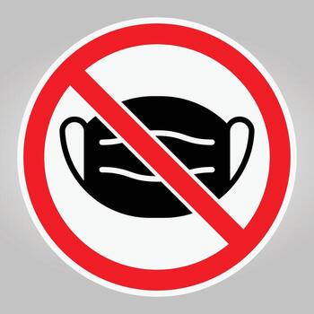 No Entry Mask Sign Displaying Prohibition Symbol on Gray Background vector