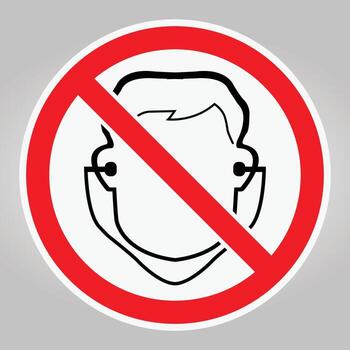 Prohibition Sign Featuring Stylized Face Image with Red Circular Background vector