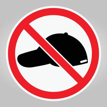 No gorra firmar símbolo para restricciones en contra vistiendo sombreros en público espacios vector