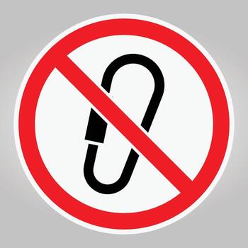 Prohibition Sign Against Paperclip Symbol in Red Circle and Slash Design vector