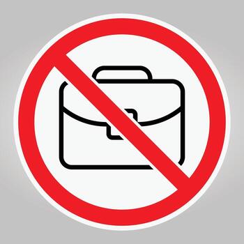 Prohibition Sign Featuring Briefcase on Neutral Background for Work Context vector