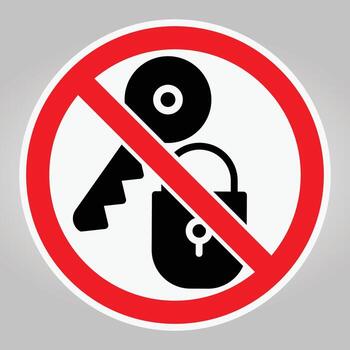 No Entry Symbol with Key and Lock on Gray Background in Circular Sign vector