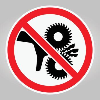 Prohibited Sign Featuring Gun and Gears in Circular Red No Symbol vector