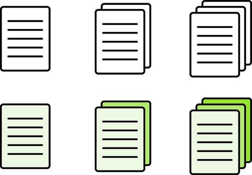 Paper documents line icons symbol with single and multiple pages. vector