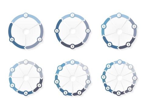 Circle arrows with numbers, infographics templates for circle diagrams vector