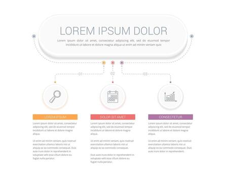 Flow chart infographic template with main title and 3 steps or options vector