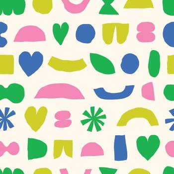 Cute Abstract Texture with Organic Shapes in Naive Style on a Beige Background vector