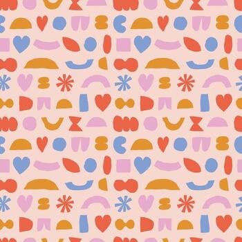 Cute Abstract Texture with Organic Shapes in Naive Style in Warm Tones vector
