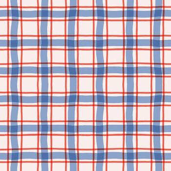 Hand-Drawn Abstract Checkered Lines Seamless Pattern vector