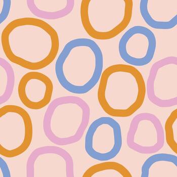 juguetón sin costura modelo con negrita dibujado a mano círculos moderno resumen textura con redondo formas en calentar tonos vector