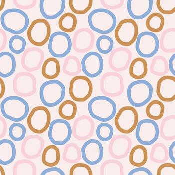 juguetón sin costura modelo con negrita dibujado a mano círculos moderno resumen textura con redondo formas en pastel colores vector