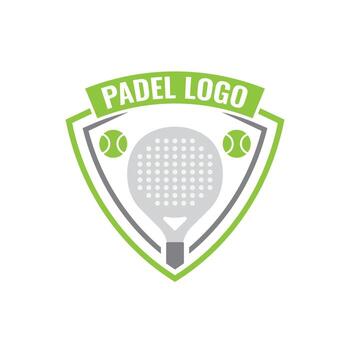 Dynamic padel logo design featuring racket and balls vector