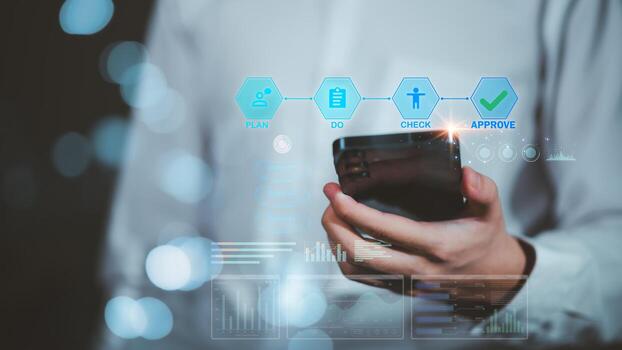 Digital workflow transformation emphasizes strategic planning, smart management, automation, and data-driven processes that enhance productivity, accuracy, and business efficiency. photo