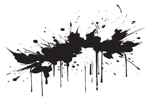High resolution black ink splatter grunge texture background with dripping paint stains and abstract spray design. Perfect for posters, flyers, digital art, and creative graphic design projects. vector