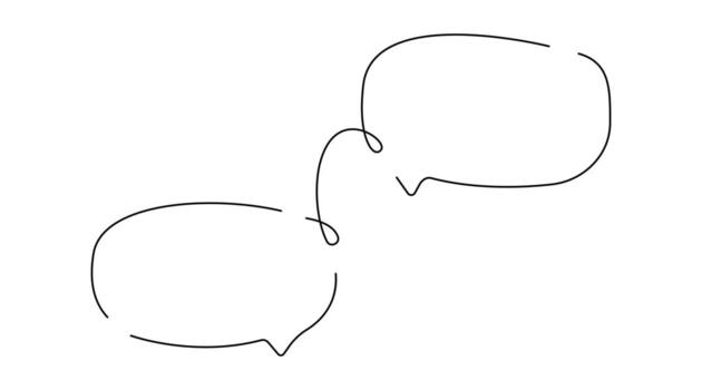 One line message bubble. Minimal drawing of chat and conversation elements. Simple communication speech cloud icon and empty dialogue text box design. vector