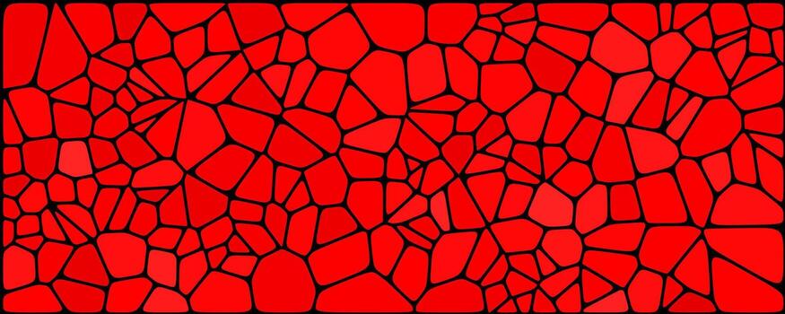Abstract red mosaic pattern with irregular black lines forming unique geometric shapes. vector