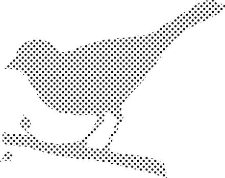 Dot Patterned Bird Silhouette on a Branch vector