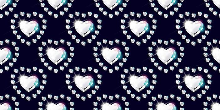 Heart pattern with shiny gemstones vector