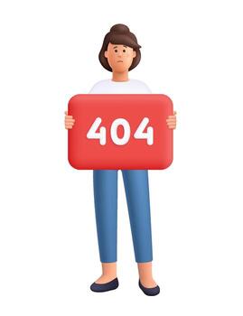 Person holding a 404 error sign vector
