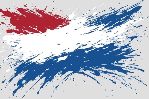 Abstract paint splatter patterns in national Netherlands flag colors vector