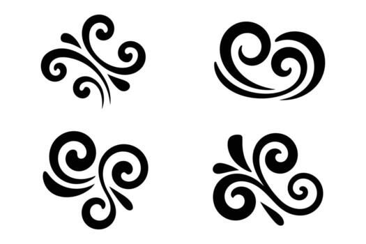 cuatro remolino diseño elementos aislado en blanco antecedentes vector