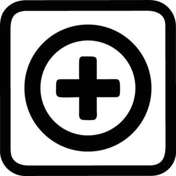 Black Add Plus Sign Icon Inside Rounded Square Outline vector