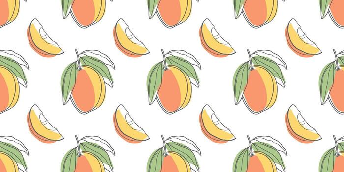 Seamless pattern with mango on white background. Illustration. vector