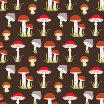 sin costura modelo de seta otoño bosque vector