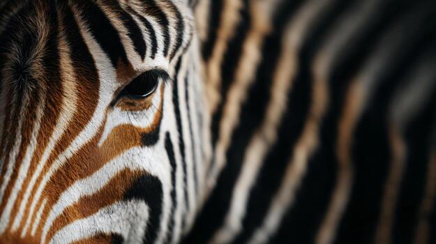 Close-up of a zebra's face showcasing striking patterns and textures in a natural environment during daylight hours photo