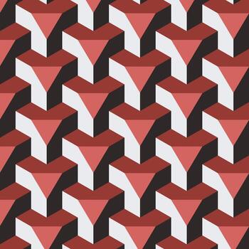 resumen geométrico rojo y blanco triángulo isométrica espejismo sin costura modelo vector