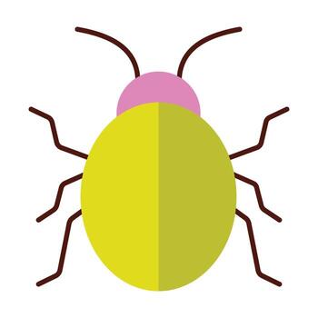 Software bug and error symbol in flat design,Simple insect cartoon graphic from top view vector