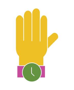 hora administración y puntualidad símbolo,esperando o comprobación el hora gesto en plano diseño vector