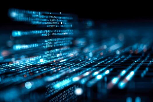 digital datos corriente y binario código visualización en un alta tecnología ambiente foto