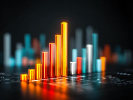Vibrant 3d bar chart showing data growth and analysis photo