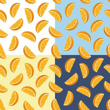 Set of seamless patterns with slices of orange. Slices of orange. Ornament for vector
