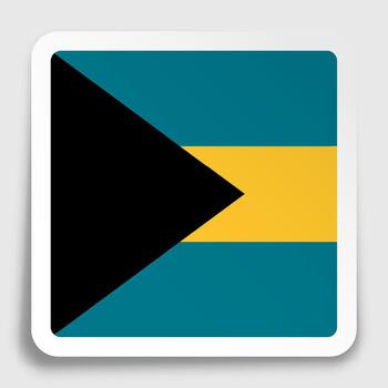Bahamas flag icon on paper square sticker with shadow. Button for mobile vector