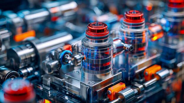 Close-up of advanced mechanical components in a high-tech automation system photo