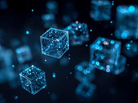 digital blockchain cubitos representando datos seguridad y redes foto