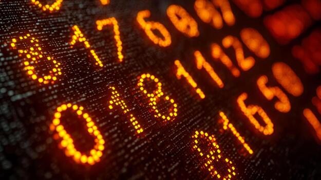 Digital stock market display with glowing numerical data photo