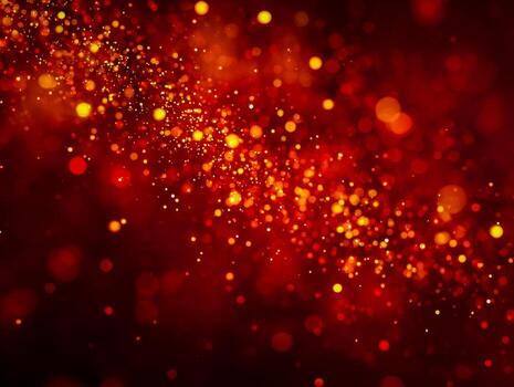 Dynamic abstract of glowing red and yellow bokeh particles representing energy and light photo