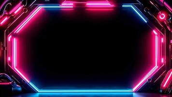 de cyberpunk gräns ram i elektrisk magenta och kricka står djärvt som lysande spiraler av Färg rusa runt om Det, reflekterande ett animerad samspel av ljus och skugga den där kontraster video