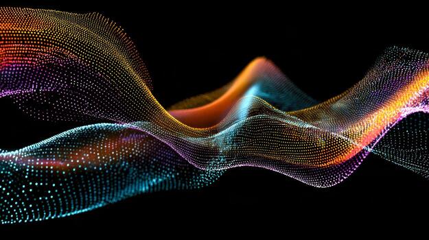 Abstract wave background with dots and lines photo